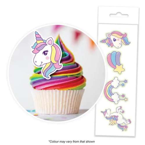 Edible Wafer Paper Cupcake Decorations - Unicorns